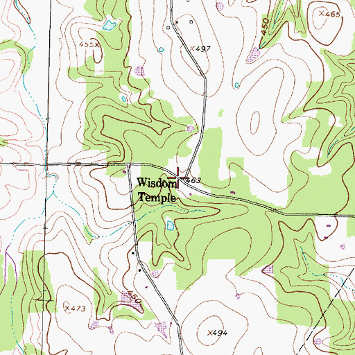 Topographic Map of Wisdom Temple, TX