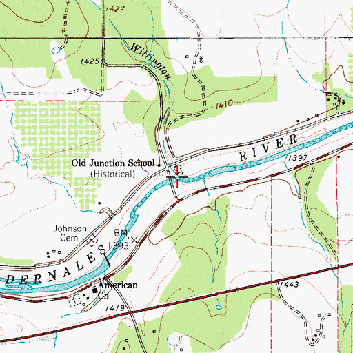 Topographic Map of Wittington Creek, TX