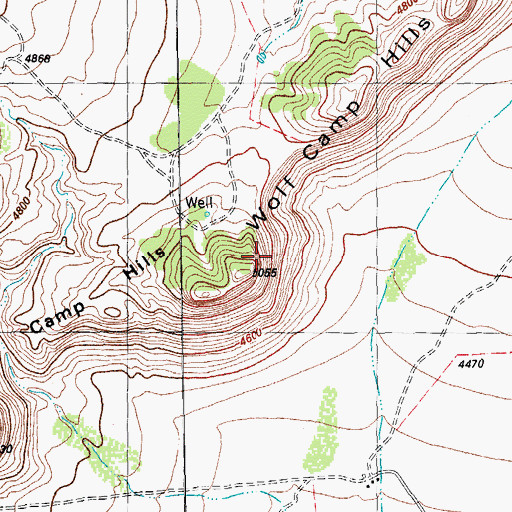 Topographic Map of Wolf Camp Hills, TX