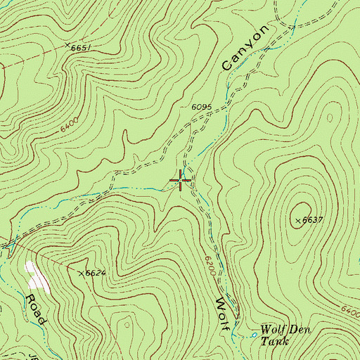 Topographic Map of Wolf Den Canyon, TX