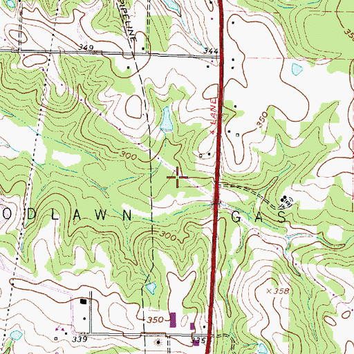 Topographic Map of Woodlawn Gas Field, TX