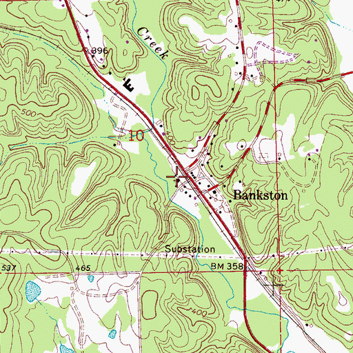 Topographic Map of Bankston Church of Christ, AL