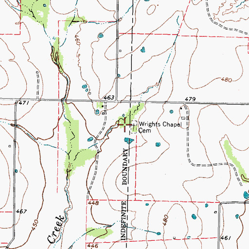 Topographic Map of Wrights Chapel Cemetery, TX