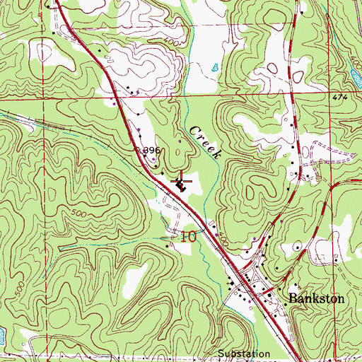 Topographic Map of Bankston Junior High School, AL