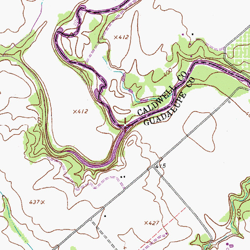 Topographic Map of York Creek, TX
