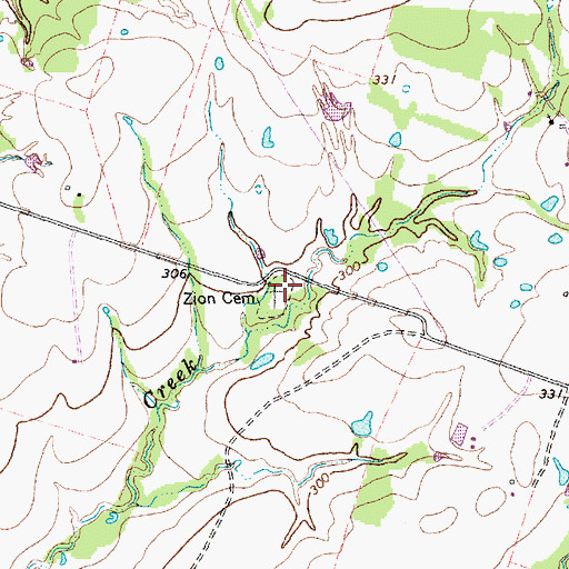 Topographic Map of Zion Cemetery, TX