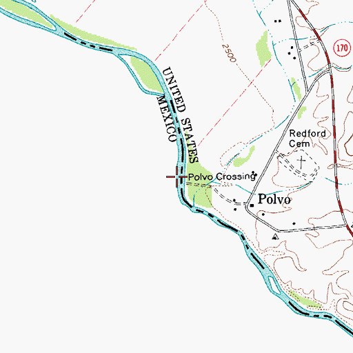 Topographic Map of Polvo Crossing, TX