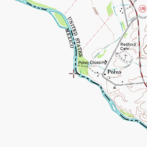 Topographic Map of Polvo, TX