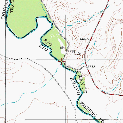 Topographic Map of La Presa Crossing, TX