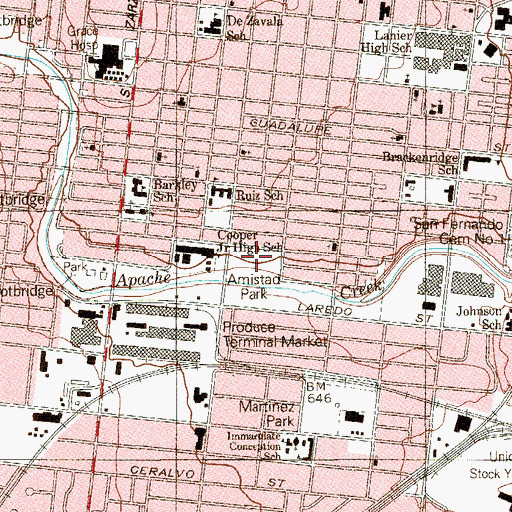 Topographic Map of Amistad Park, TX