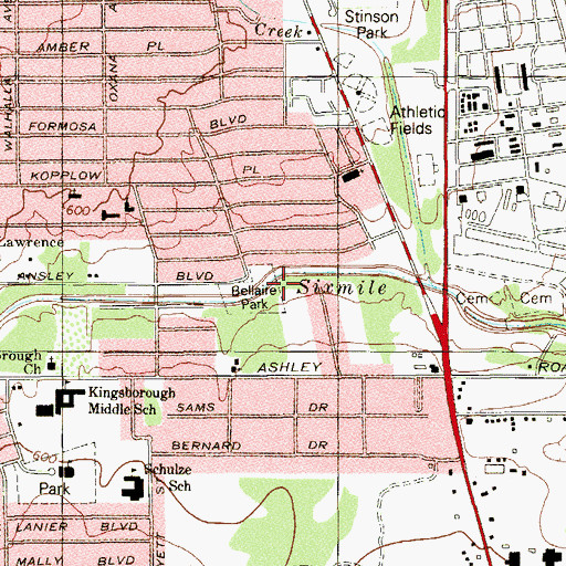 Topographic Map of Bellaire Park, TX