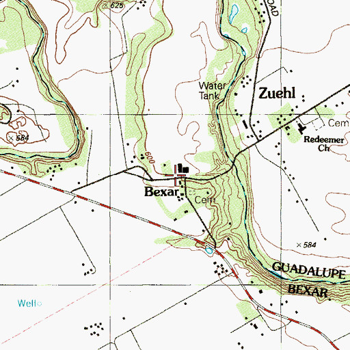 Topographic Map of Bexar, TX