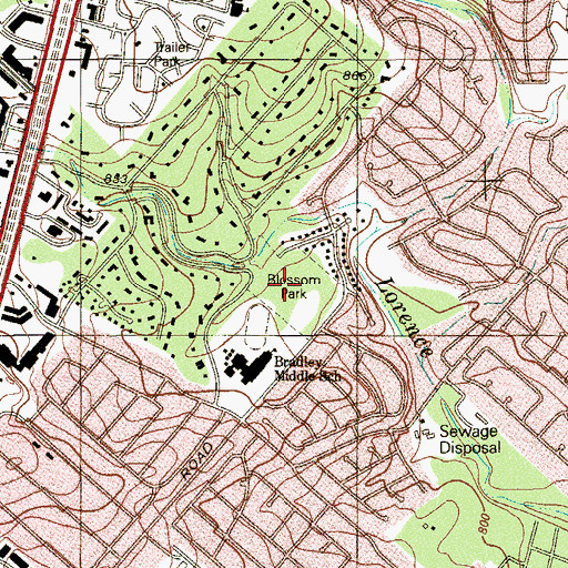Topographic Map of Blossom Park, TX
