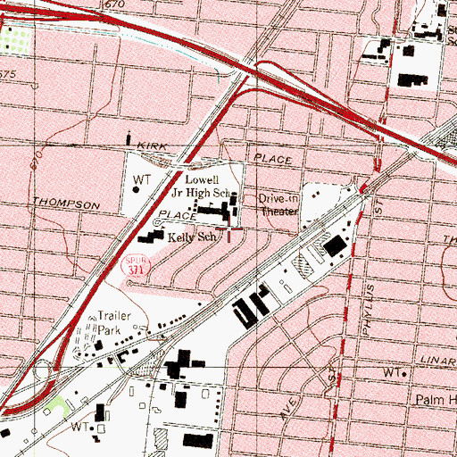 Topographic Map of Brentwood Junior High School, TX