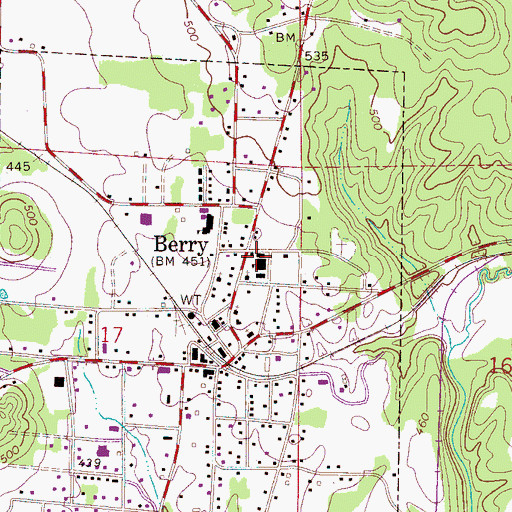 Topographic Map of Berry High School, AL