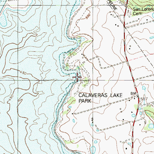 Topographic Map of Calaveras Lake Park, TX