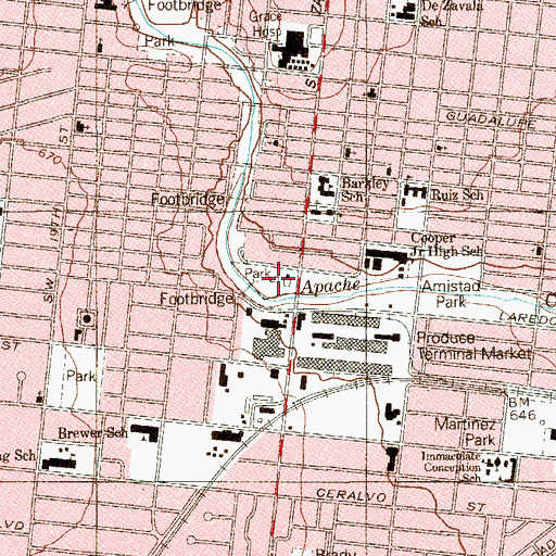 Topographic Map of Cassiano Park, TX