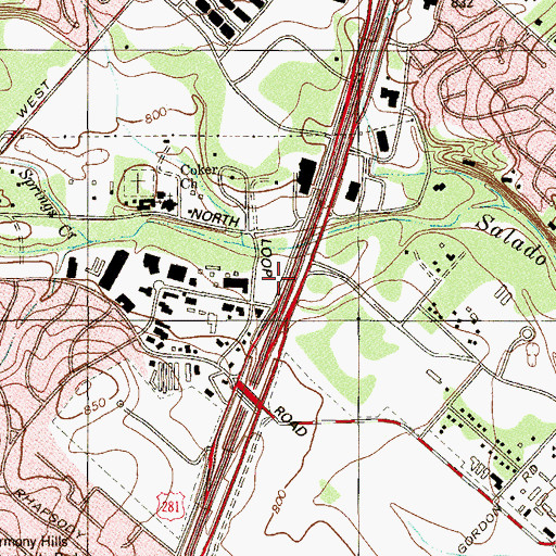 Topographic Map of City Park, TX