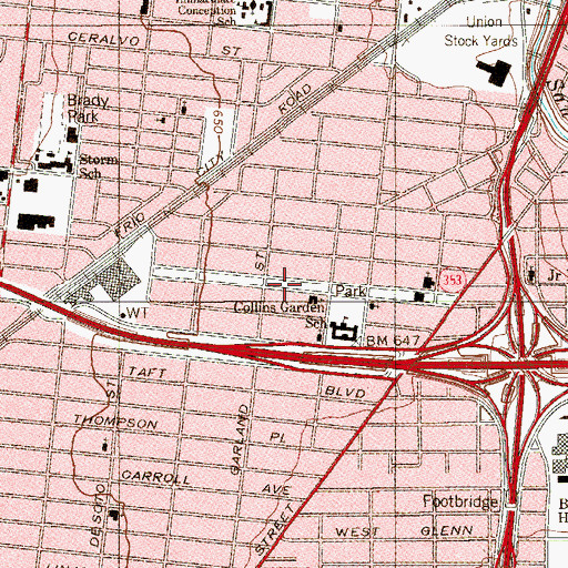 Topographic Map of Collins Garden Park, TX