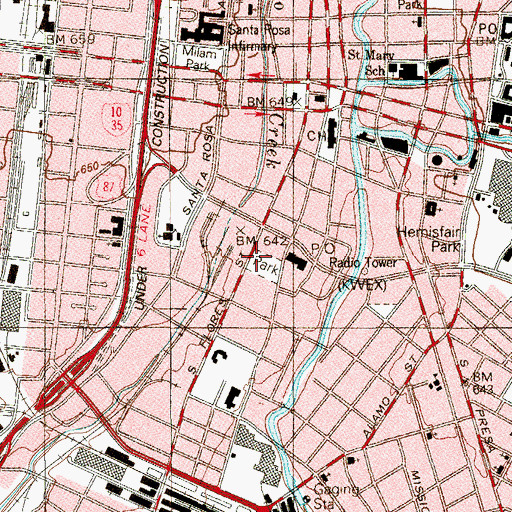 Topographic Map of Commanders House Park, TX