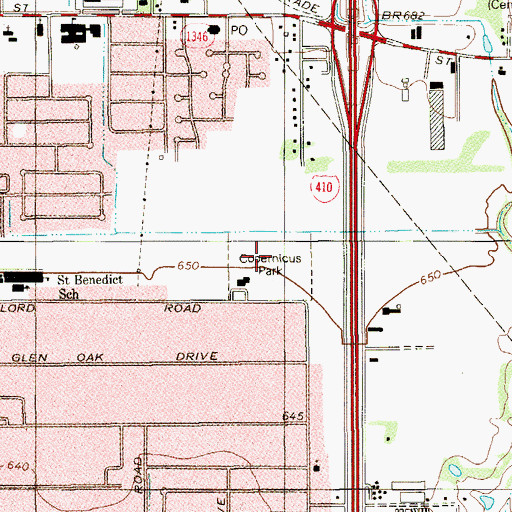 Topographic Map of Copernicus Park, TX