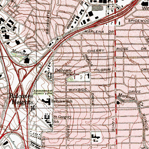 Topographic Map of Dellview Park, TX