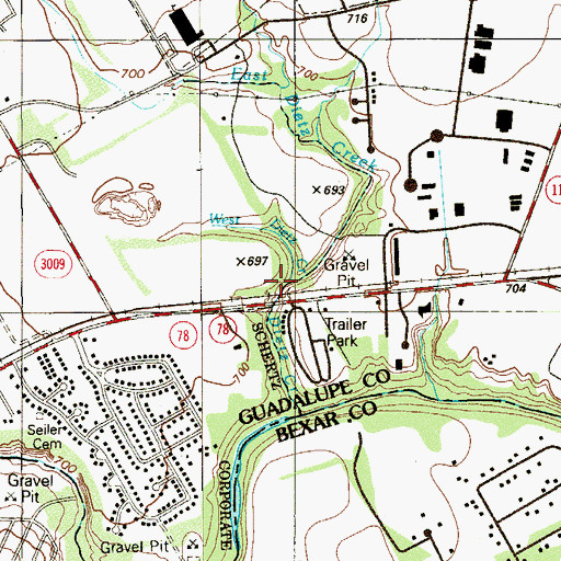 Topographic Map of East Dietz Creek, TX