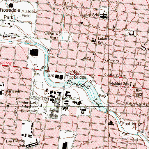 Topographic Map of Elmendorf Lake Park, TX