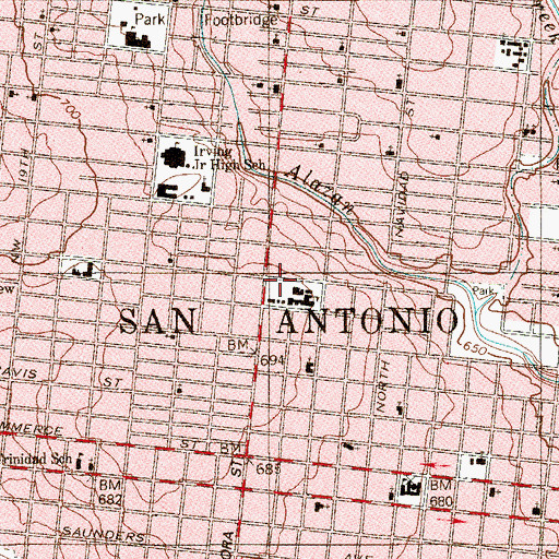 Topographic Map of Farias Park, TX