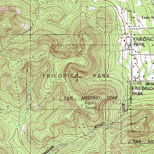 Topographic Map of Friedrich Park, TX