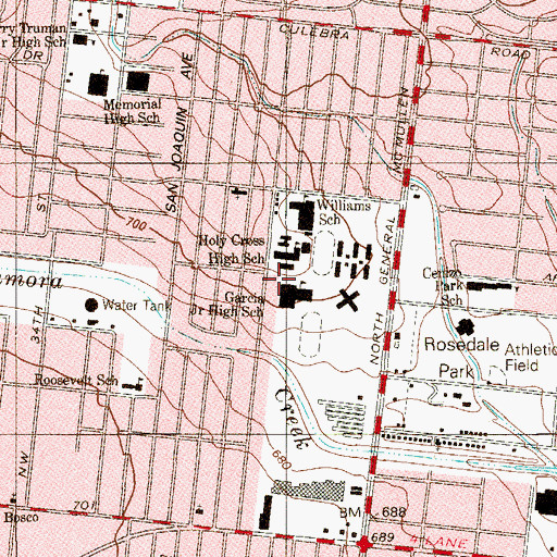Topographic Map of Garcia Junior High School, TX