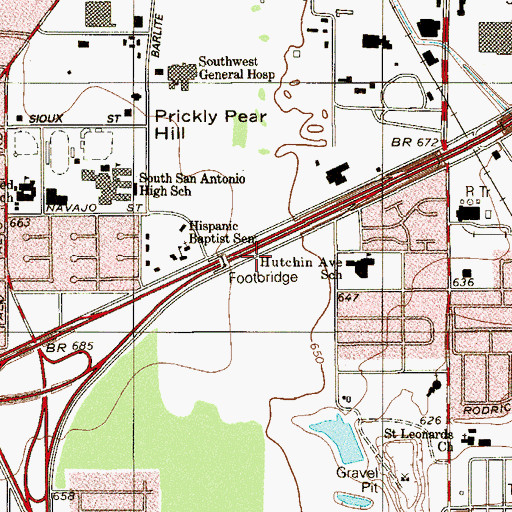 Topographic Map of Hispanic Baptist Seminary, TX