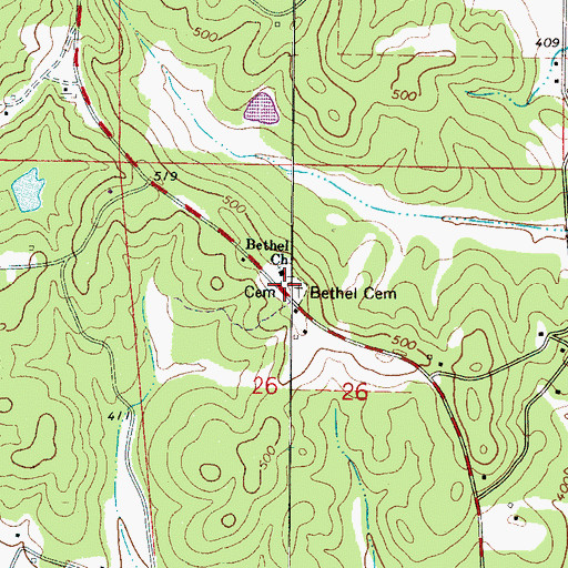 Topographic Map of Bethel School (historical), AL