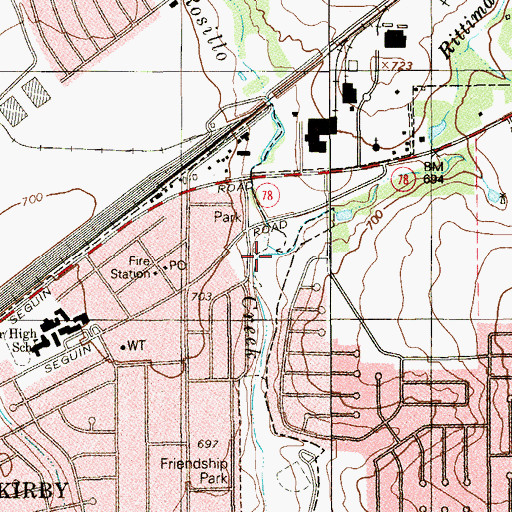 Topographic Map of Hugo Linch Park, TX