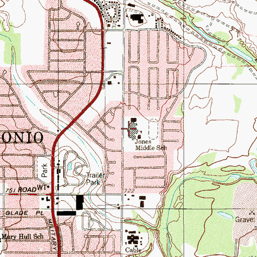 Topographic Map of Jones Middle School, TX