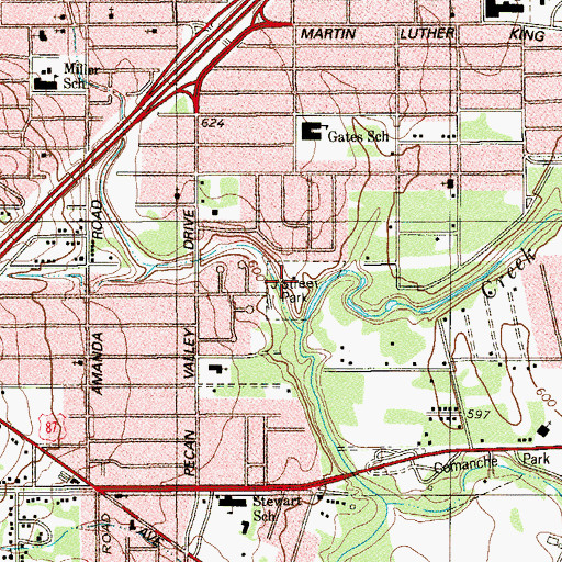 Topographic Map of J Street Park, TX