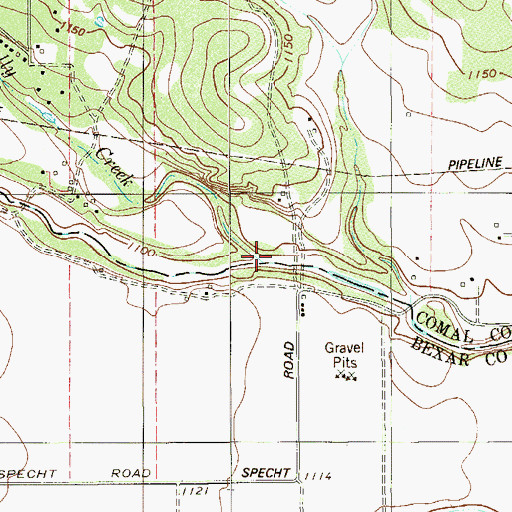 Topographic Map of Kelly Creek, TX