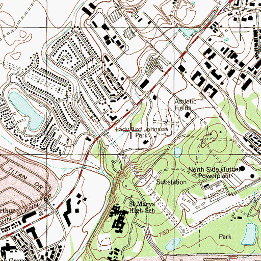 Topographic Map of Ladybird Johnson Park, TX