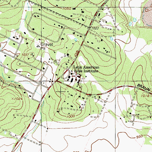 Topographic Map of Latin American Bible Institute, TX