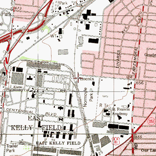 Topographic Map of Lindbergh Park, TX