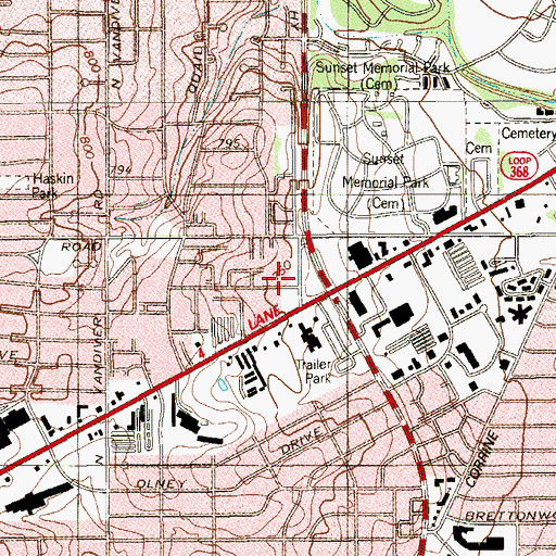 Topographic Map of Mackey Developmental Center, TX