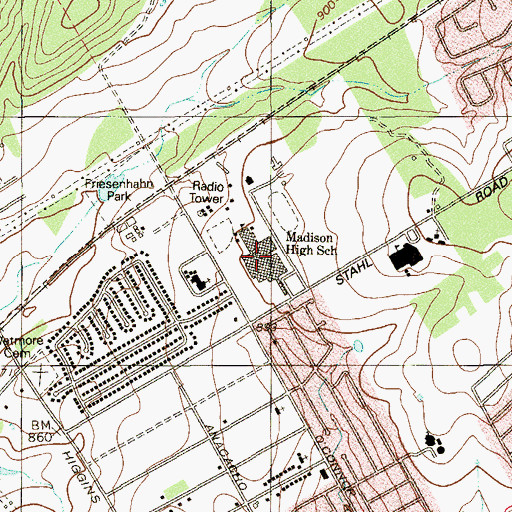 Topographic Map of Madison High School, TX