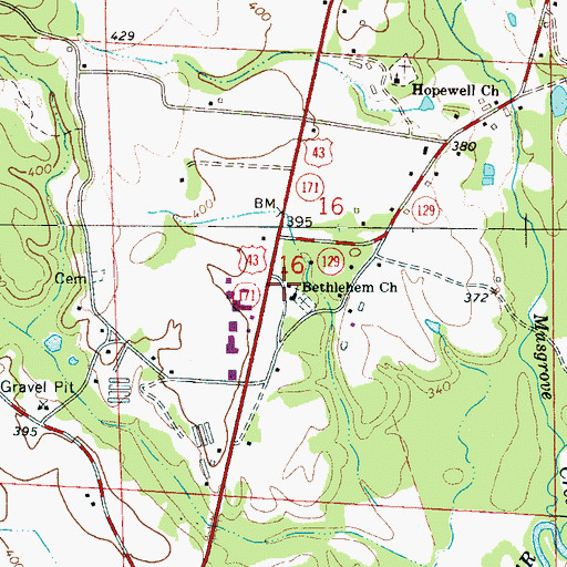 Topographic Map of Bethlehem School (historical), AL