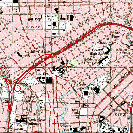 Topographic Map of Madison Square Park, TX