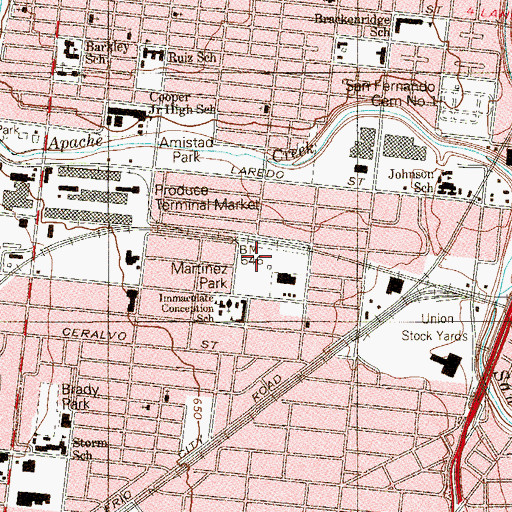Topographic Map of Martinez Park, TX