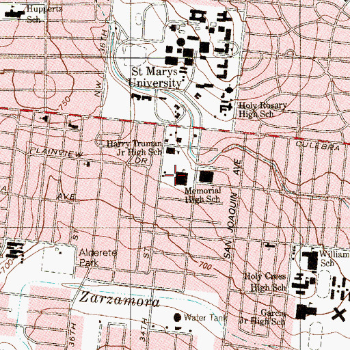 Topographic Map of Memorial High School, TX
