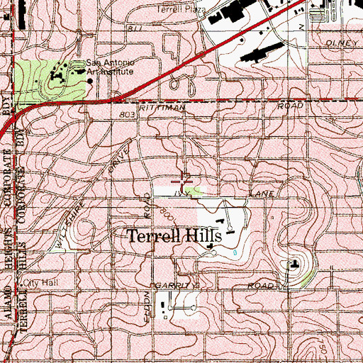 Topographic Map of Northridge Park, TX