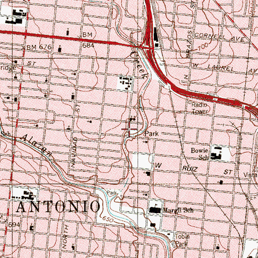 Topographic Map of Ojeda Park, TX