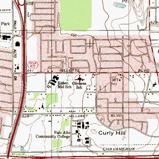 Topographic Map of Olivares Elementary School, TX