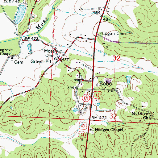 Topographic Map of Bobo High School, AL